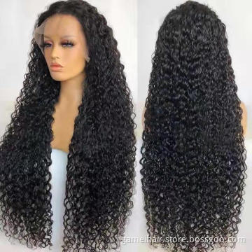 8-40inch water wave lace front wigs virgin human hair water wave Curly 180% density hd lace frontal water wave wig vendor